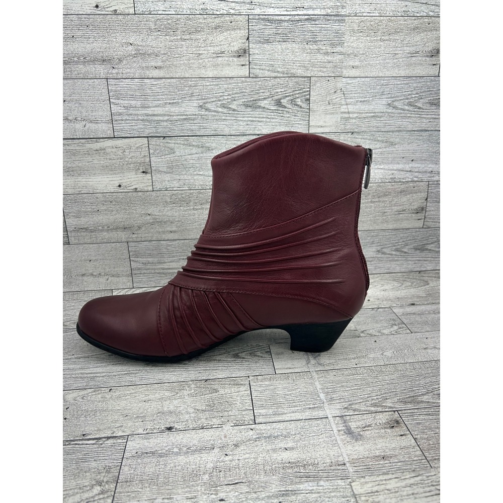 Rockport Cobb Hill Burgundy Leather Ruched Ankle Boots CH3994 Women Size 9M - Picture 4 of 11
